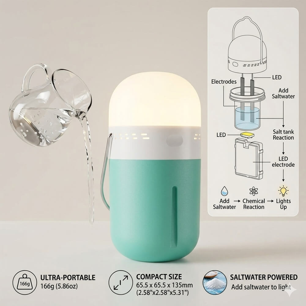 Portable Saline Lamp Compact 6 - Power Outage Light ulasan dan harga