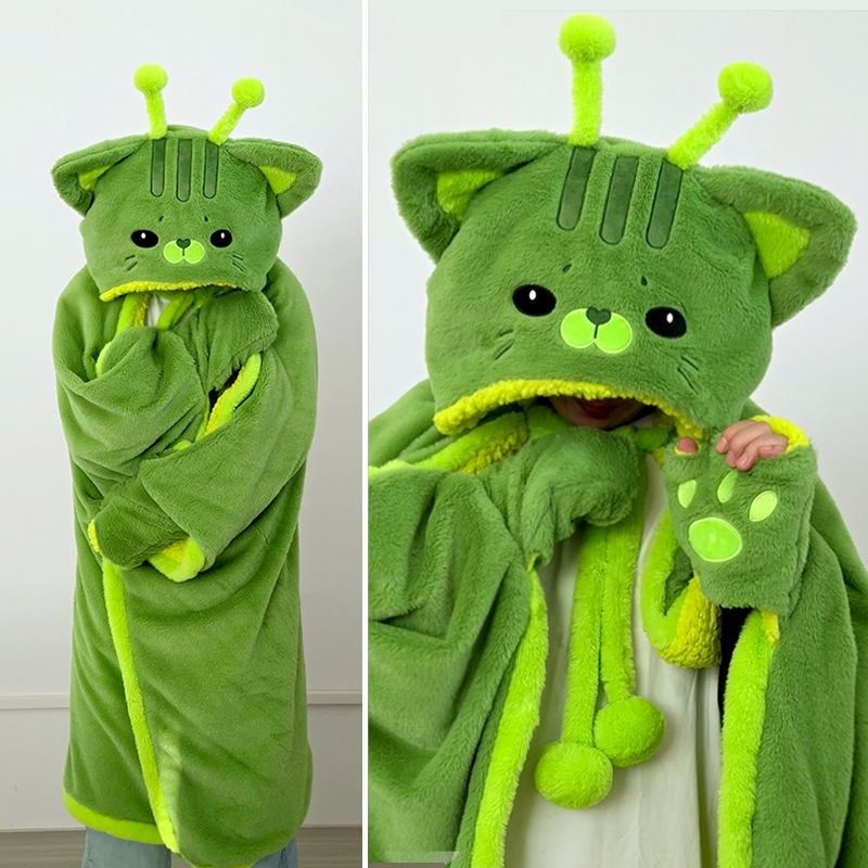Cartoon Cute Alien Cat Hooded  - Fire Blanket Kitchen ulasan dan harga